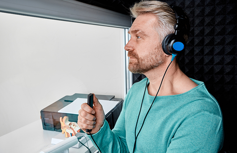 Man having a hearing test